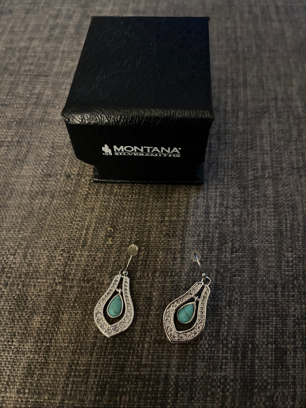 Montana Silversmiths Silver Teardrop Earrings with Turquoise Centers